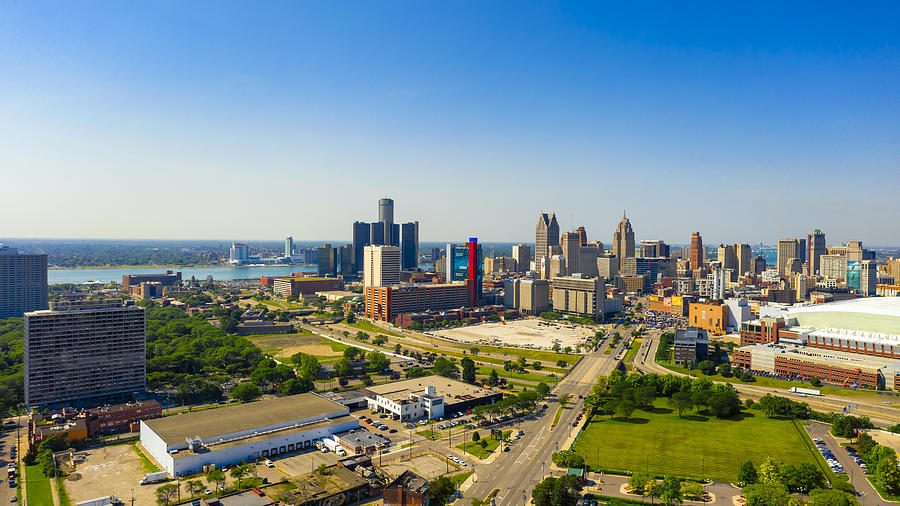 Aerial panoramic view of Detroit downtown Michigan Photograph by Pawel.gaul