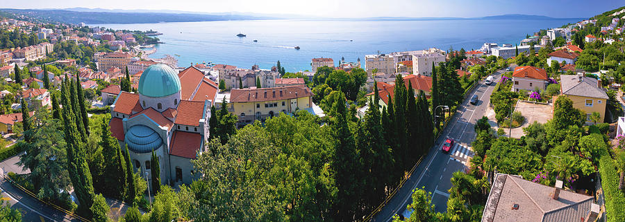 Aerial panoramic view of Opatija, tourist destination on Adriati Photograph by Brch Photography
