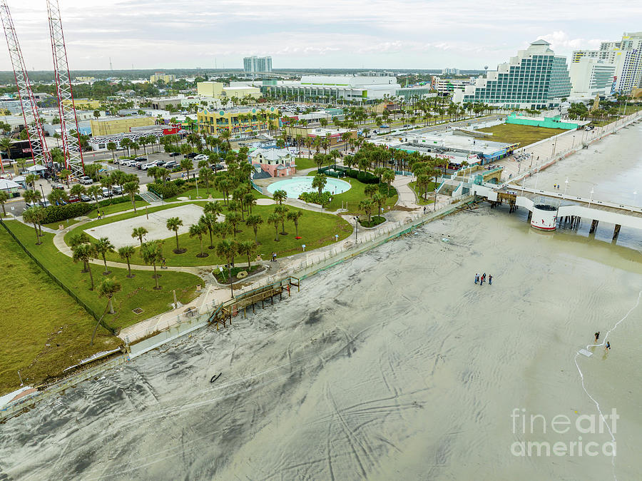 Aerial photo Breakers Oceanfront Park after Hurricane Nicole Photograph