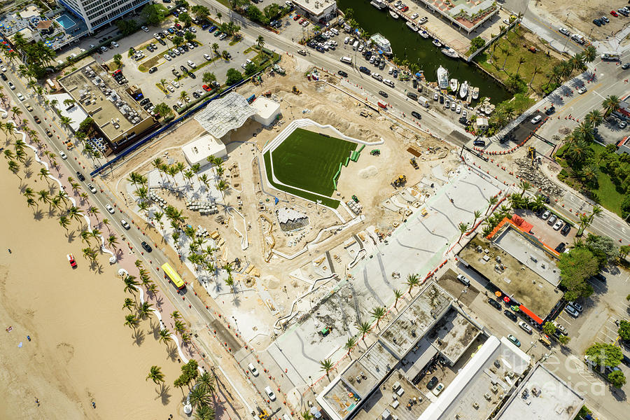 Aerial Photo Construction Las Olas Oceanside Park Fort Lauderdale Fl Photograph By Felix