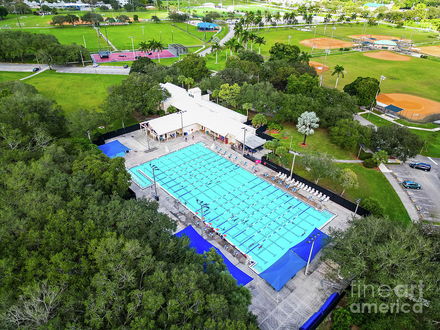 Aerial photo Davie Pine Island Aquatic Center sweimming pool Photograph