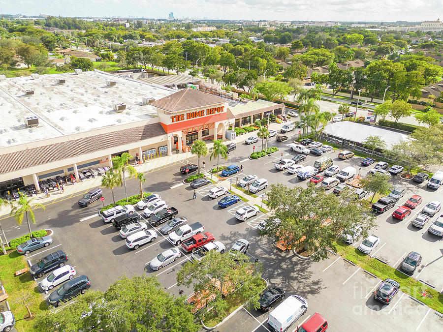 Aerial photo Davie Tower Shops Home Depot Photograph by Felix ...