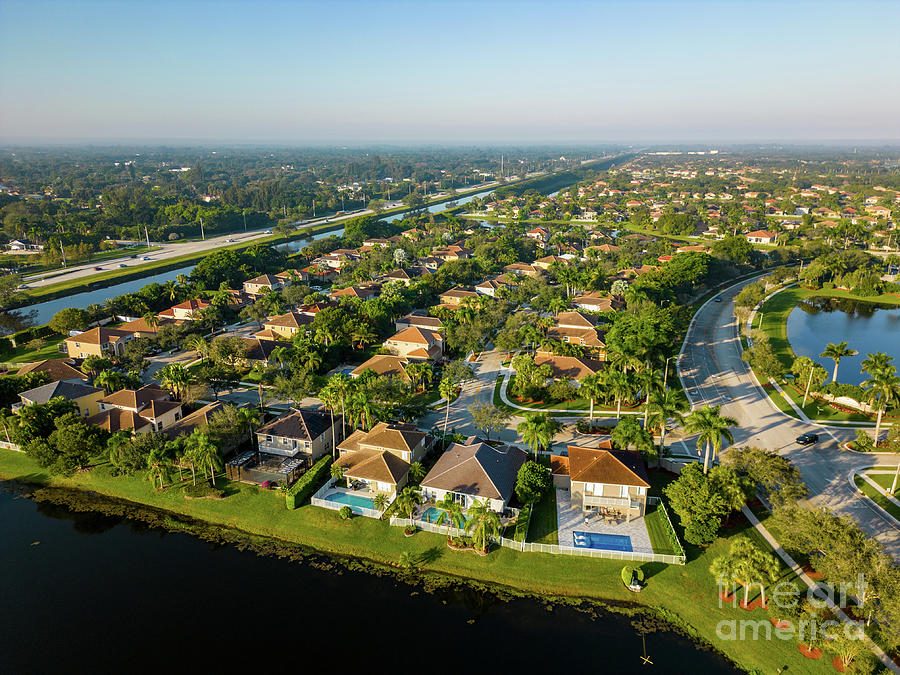 Aerial photo luxury homes in Weston Florida Photograph by Felix ...