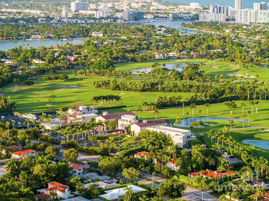 Aerial photo Miami Beach La Gorce country club golf course lands ...