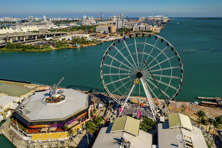 Aerial photo Miami Skyviews Wheel Bayside Marketplace Photograph by ...