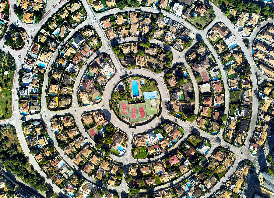 Aerial photo round shape residential district of Campoamor. Spain Photograph by Photo by Alex Tihonov