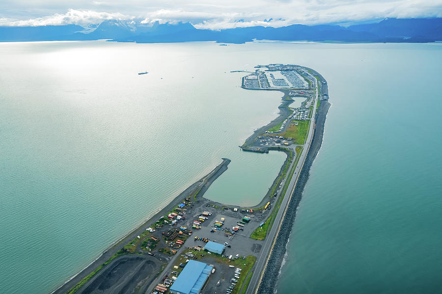 Aerial photography view of the Homer Spit, in Homer Alaska Photograph
