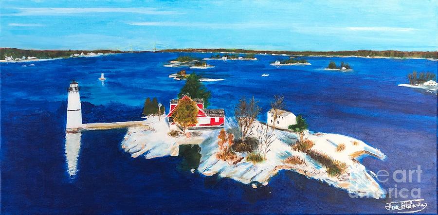 Aerial Rock Island Painting by Joel Charles