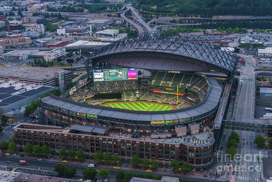 Aerial Seattle Safeco Field Mariners Photograph by Mike Reid