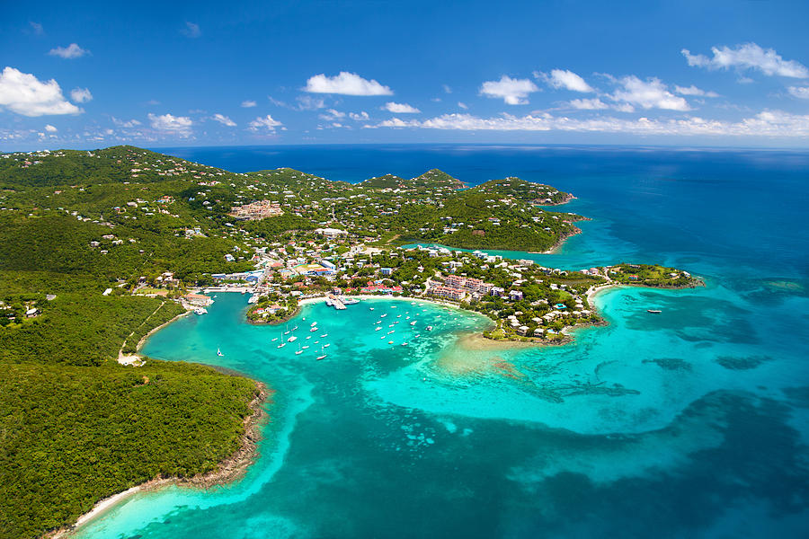 aerial shot of Cruz Bay, St.John in US Virgin Islands Photograph by Cdwheatley