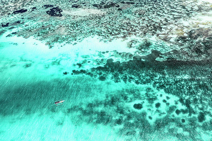Aerial Summer - Aqua Coral Reef Photograph by Philippe HUGONNARD