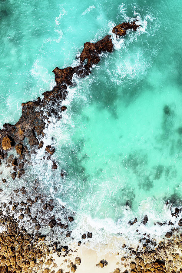 Aerial Summer - Aqua Rocky Beach Photograph by Philippe HUGONNARD