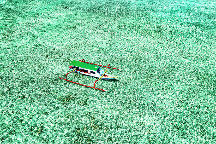 Aerial Summer - Aquamarine Jukung Photograph by Philippe HUGONNARD