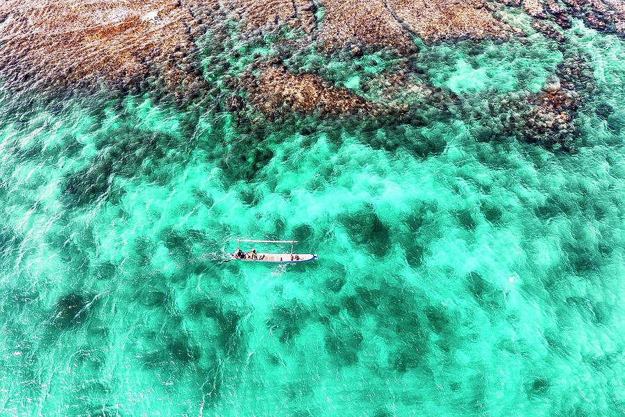 Aerial Summer - Aquamarine Lagoon Photograph by Philippe HUGONNARD