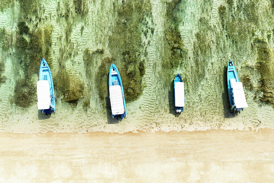 Aerial Summer - White and Blue Photograph by Philippe HUGONNARD