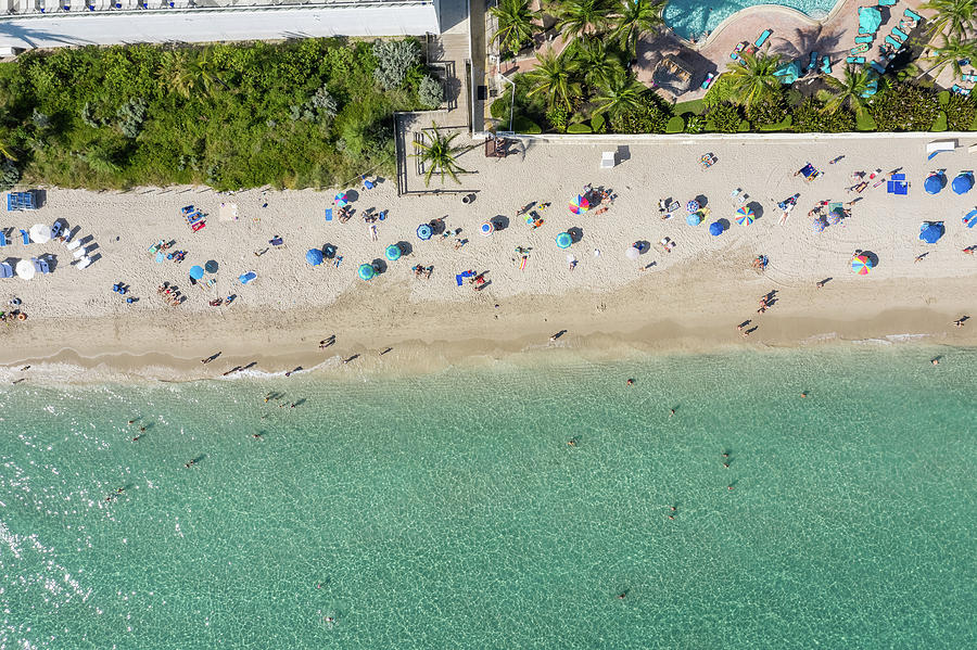 Sky Photograph - Aerial top to bottom about a day on the Beach by Rod Gimenez