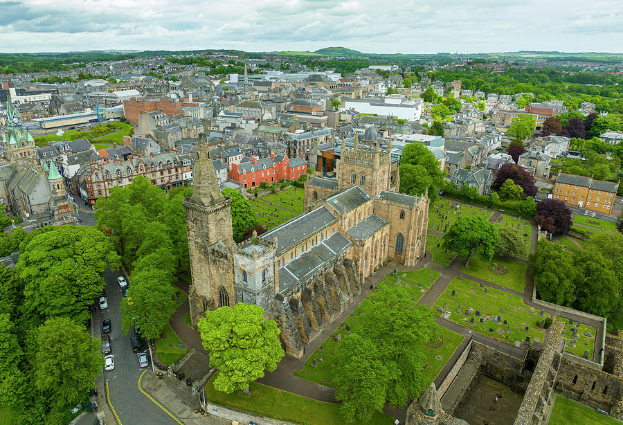 City Photograph - Aerial view from drone of Dunfermline Abbey ,Dunfermline, Fife, Scotland by Brunswick Digital