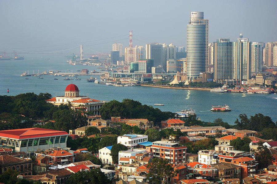 Aerial view from Gulang-yu Island in Xiamen, China Photograph by Waitforlight