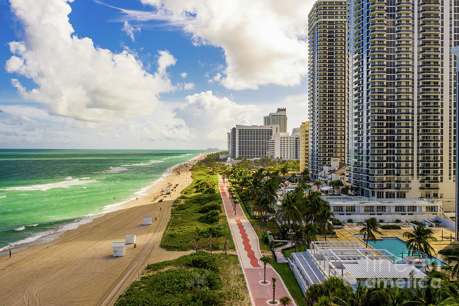 Aerial view Miami Beach Atlantic Greenway bike path Photograph by Felix ...