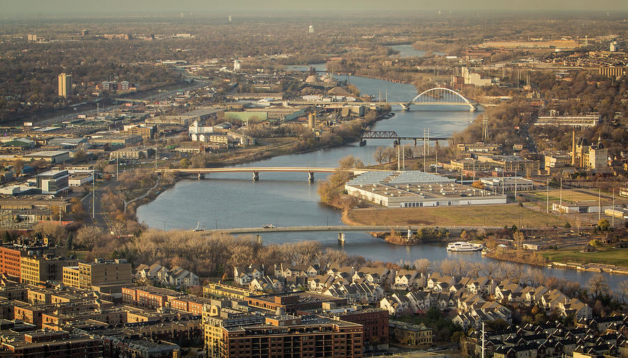 Aerial View - Minneapolis Bridges Photograph by Patti Deters