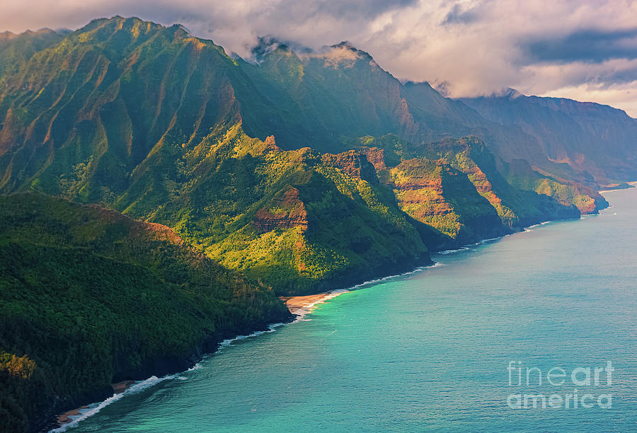 Aerial view Napali Coast - Kauai Photograph by Henk Meijer Photography