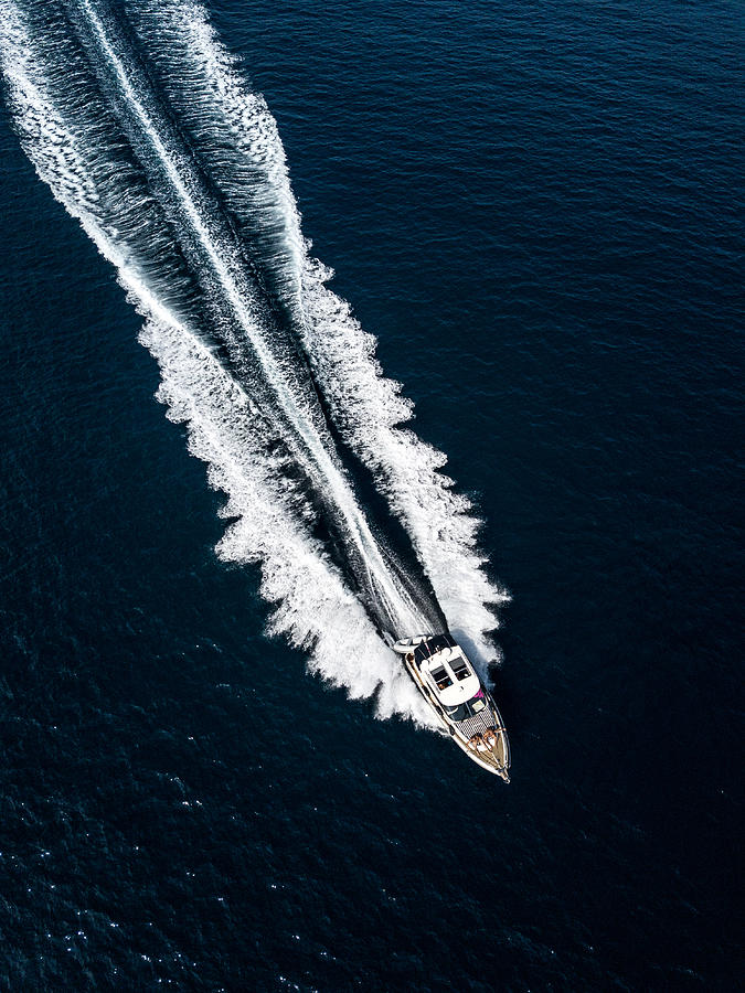 Aerial view of a motor boat Photograph by Sanjeri