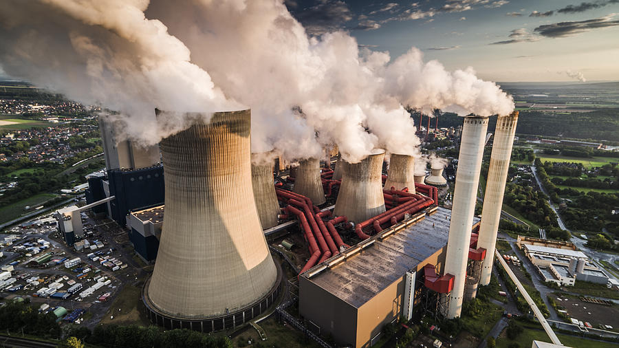 Aerial view of a power station Photograph by Schroptschop