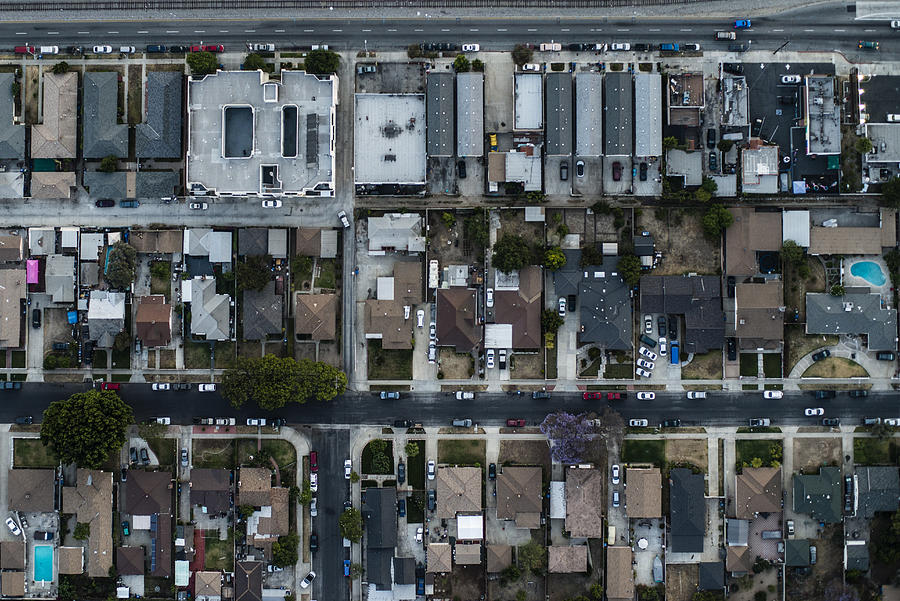 Aerial view of a residential area,LA Photograph by Michael H