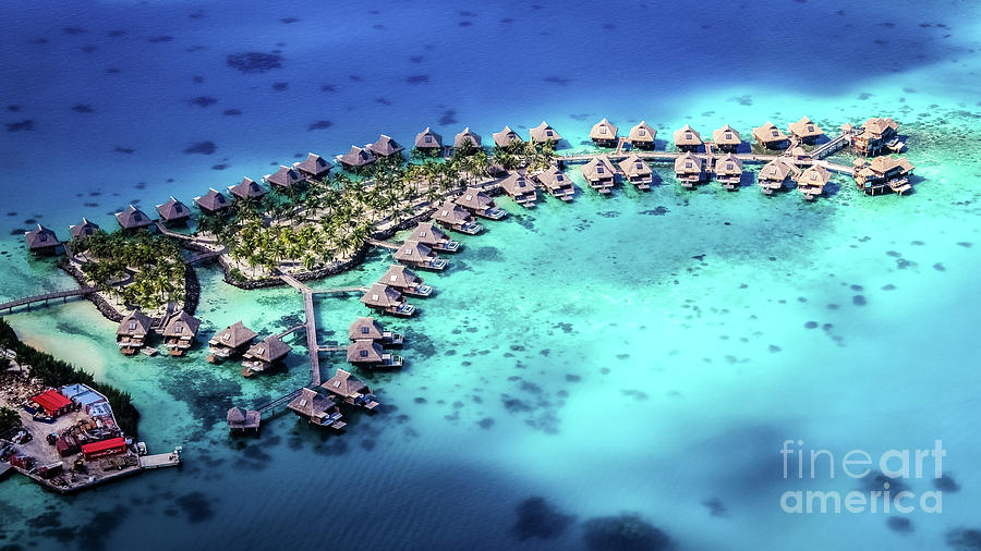 Aerial view of a resort in Bora Bora Photograph by Lyl Dil Creations