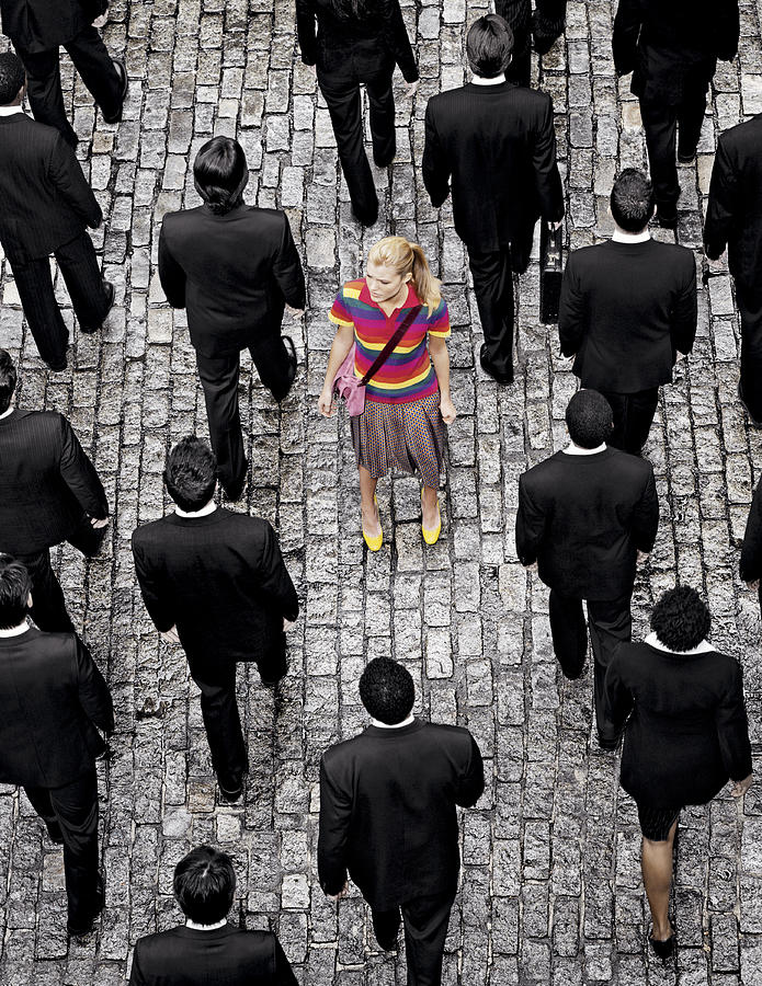 Aerial view of a Woman Standing out on a street Photograph by Zachary Scott