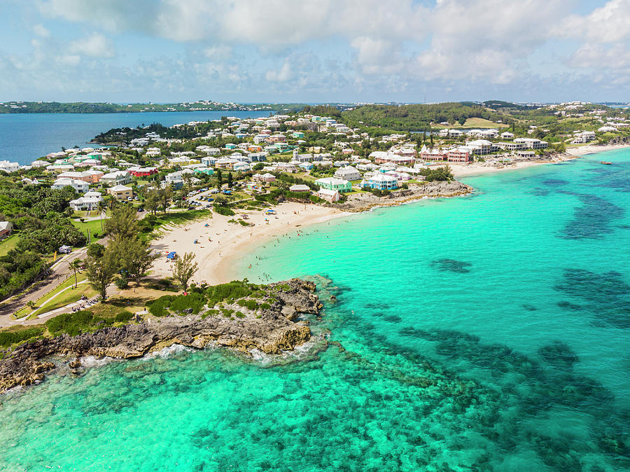 Aerial view of Bermuda coast and beaches Photograph by Richard Brooks ...