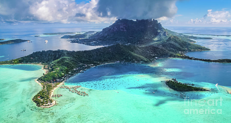 Aerial view of Bora Bora Photograph by Lyl Dil Creations