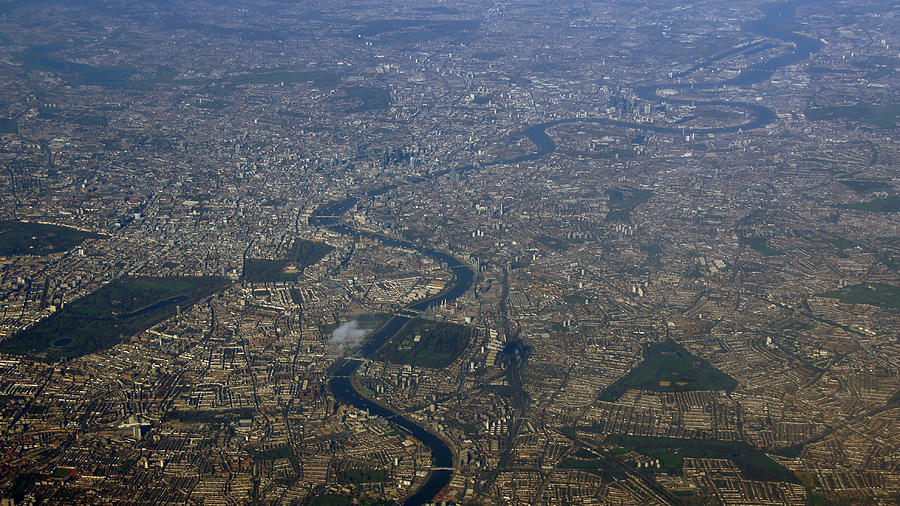 Aerial view of central London along river Thames Photograph by Mariusz Kluzniak