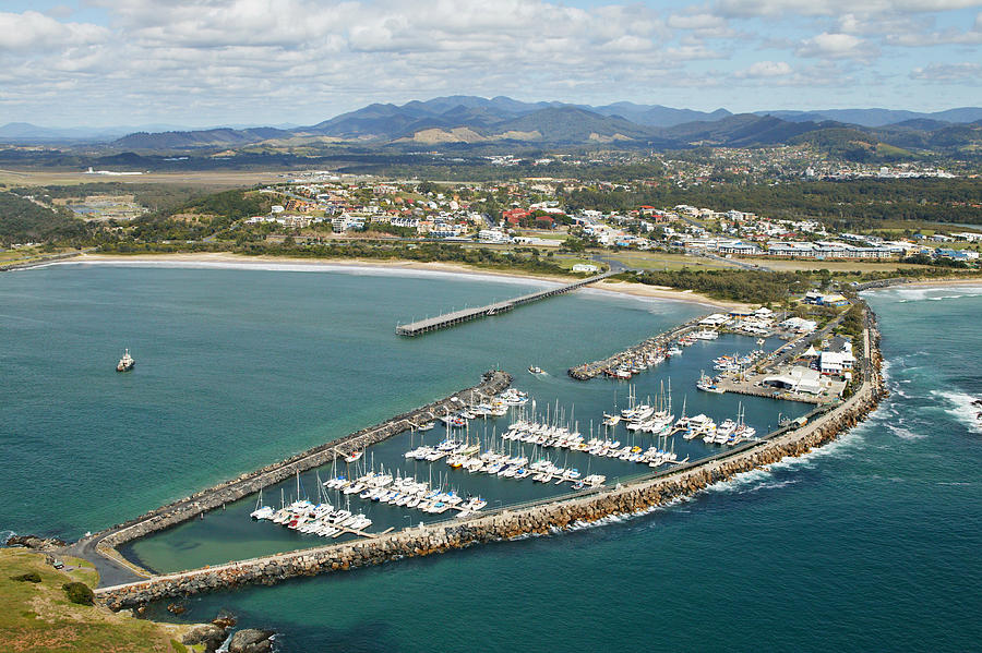 Aerial view of Coffs Harbour, north east coast, NSW, Australia Photograph by Peter Harrison