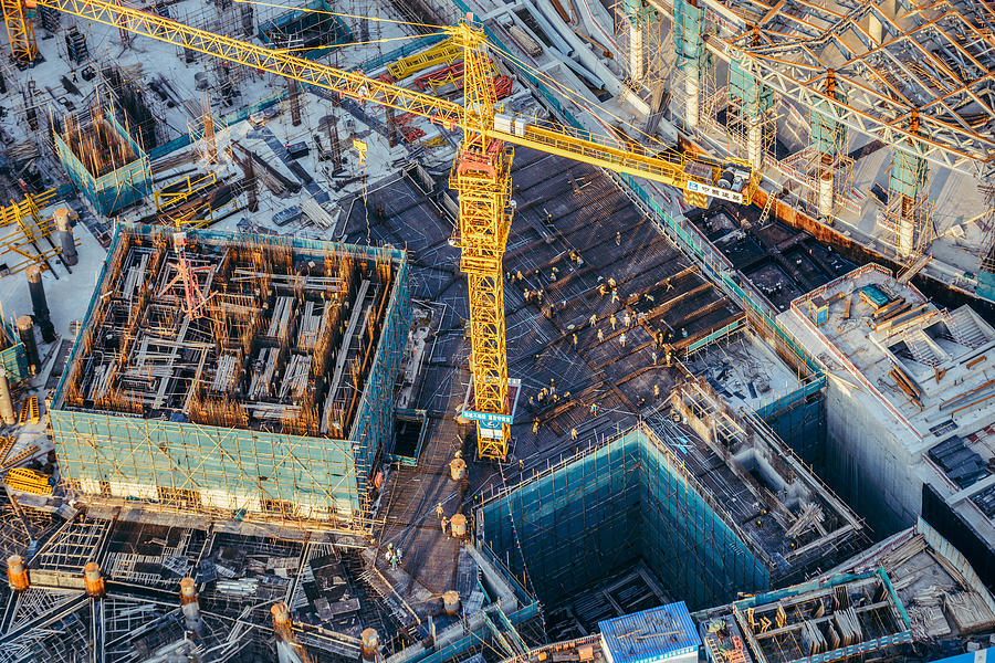 Aerial View Of construction site with crane Photograph by Dong Wenjie