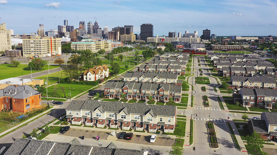 Aerial view of Detroit downtown residential area Michigan USA Photograph by Pawel.gaul