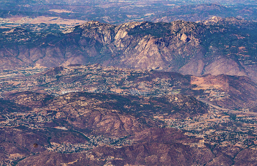 Aerial view of El Capitan Mountain in El Cajon, California area 