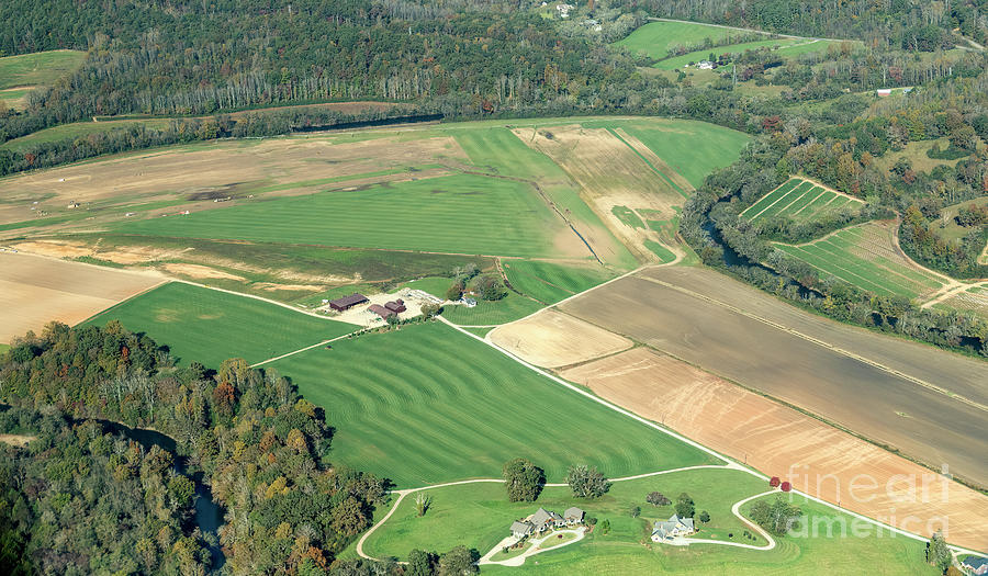 Aerial View of Farmland in Western North Carolina Photograph by David Oppenheimer