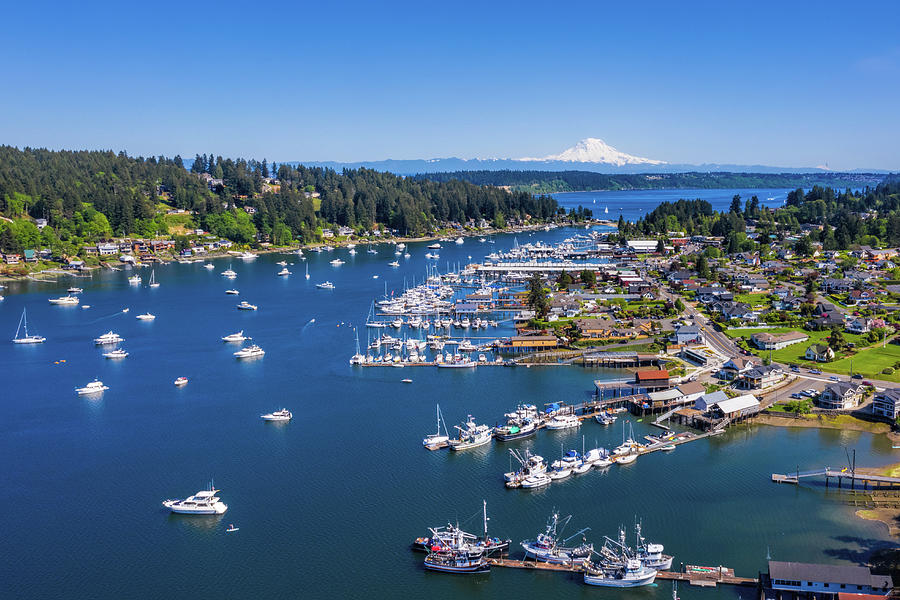 Aerial view of Gig Harbor Washington Photograph by Mike Centioli