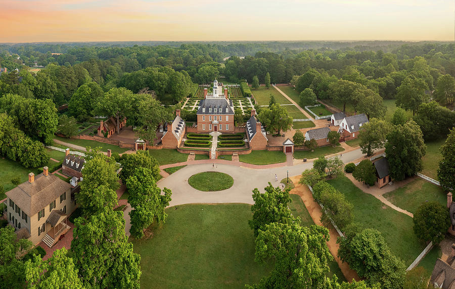 Aerial view of Governors Palace in Williamsburg Virginia Photograph by ...