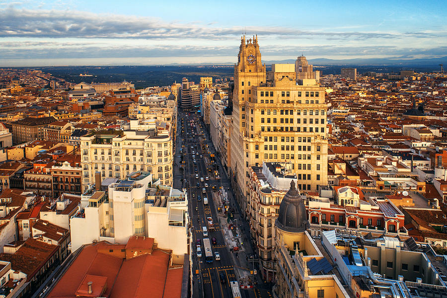 Aerial view of Gran Via Photograph by Songquan Deng