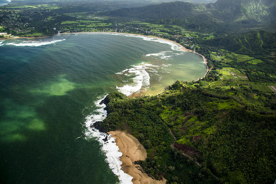 Aerial view of Hanalei Bay, Kauai. Hawaii Photograph by Shobeir Ansari