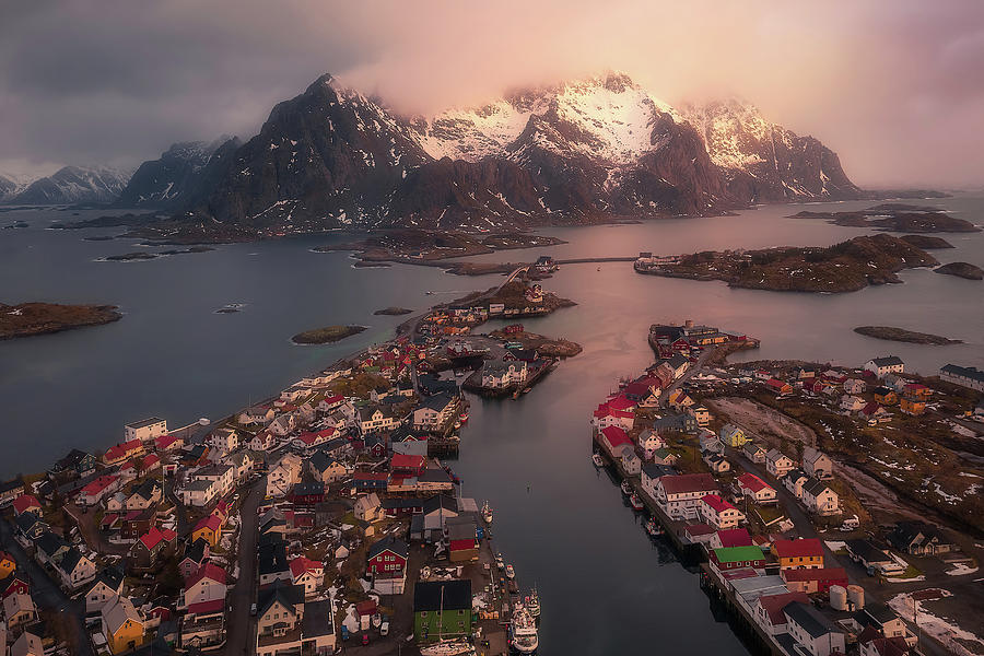 Aerial View of Henningsvaer Fishing Village  Photograph by Celia Zhen