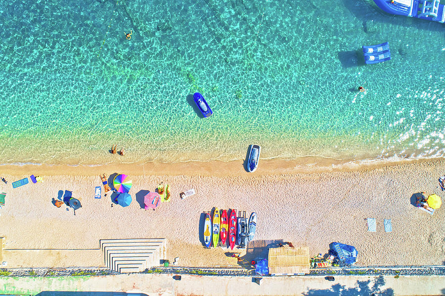 Aerial view of Idyllic beach in Orebic, Croatia Photograph by Brch Photography