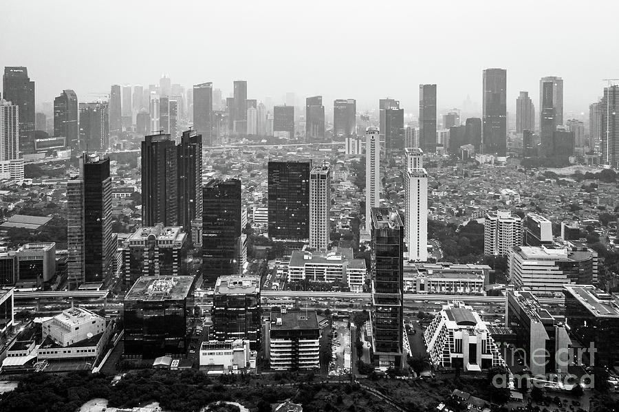 Aerial view of Jakarta business district skyline  Photograph by Didier Marti