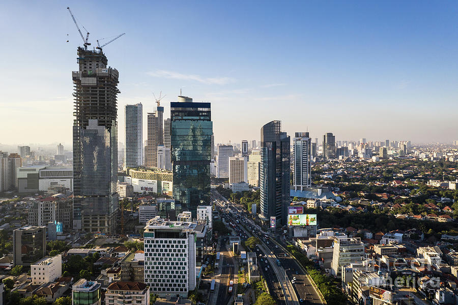 Aerial view of Jakarta modern downtown and financial district in ...