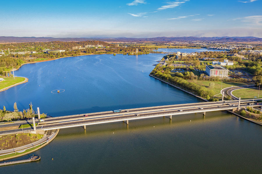 Aerial View Of Lake Burley Griffin And Commonwealth Bridge In Canberra   Aerial View Of Lake Burley Griffin And Commonwealth Bridge In Canberra Australia Steven Tritton 