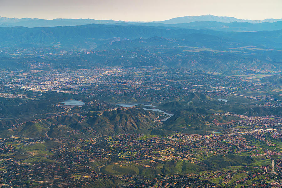 Aerial view of Lake Hodges with Escondido Photograph by David Fong - Pixels