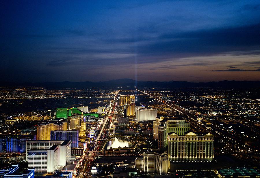 Las Vegas Painting - Aerial view of Las Vegas at night by Les Classics