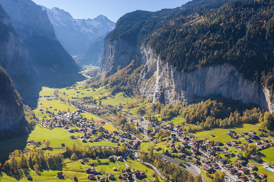 Aerial view of Lauterbrunnen village. Photograph by Andrea Comi